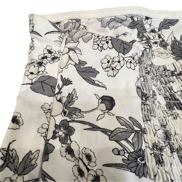 OLD NAVY Strapless Gray & White Floral Midi Party Strapless Dress, Size 6 - Picture 9 of 16